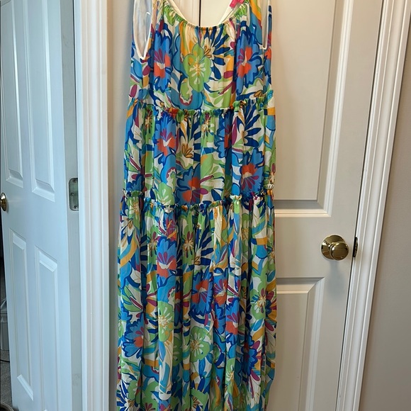 Flying Tomato Floral Maxi Dress - Blue, Green, Orange - Picture 3 of 12